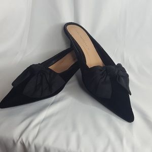 Black Zara Velvet Kitten Heel Mules / Slides